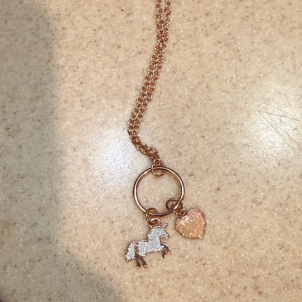 Justice Unicorn Heart Necklace- Gold